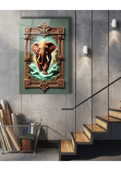 Çerçeve Içinde Suda Yürüyen Fil Cam Tablo fırsatları