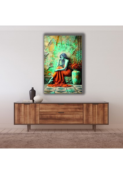 Pop Art Rengarenk Kadın Cam Tablo