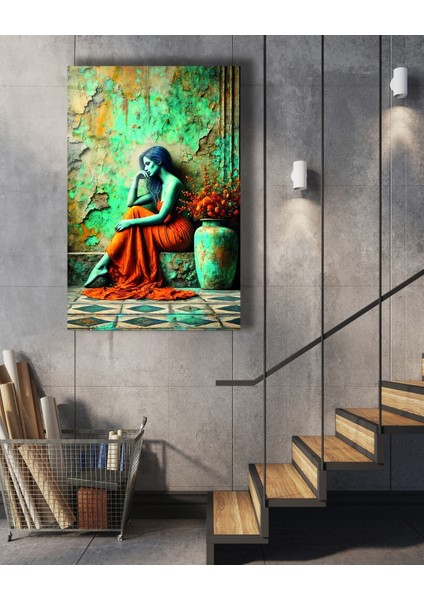 Pop Art Rengarenk Kadın Cam Tablo modelleri