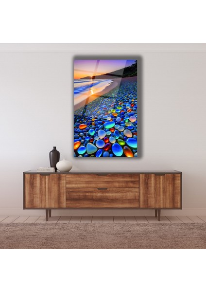 Sahilde Çakıl Taşları Cam Tablo indirimleri