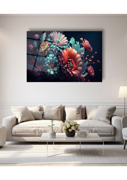 Rengarenk Kadın Nü Sanatı Cam Tablo