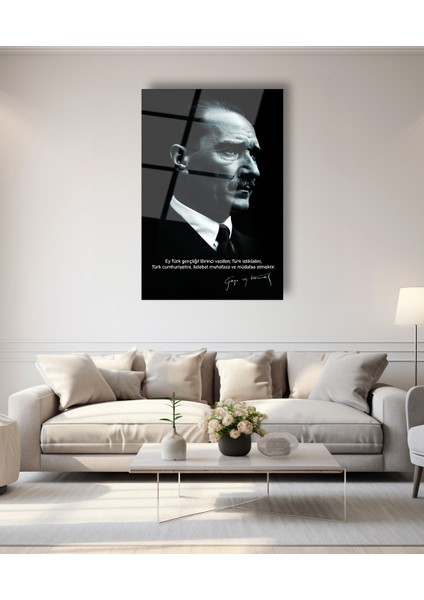 Atatürk Gençliğe Hitabe Cam Tablo