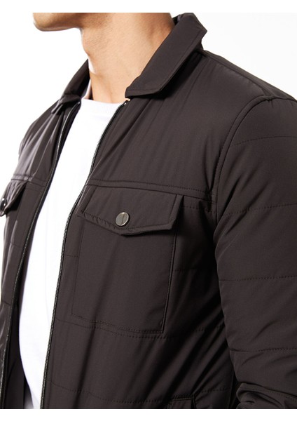 Yeni Sezon Standart Kalıp Gömlek Yaka Erkek Şişme Mont fırsatları