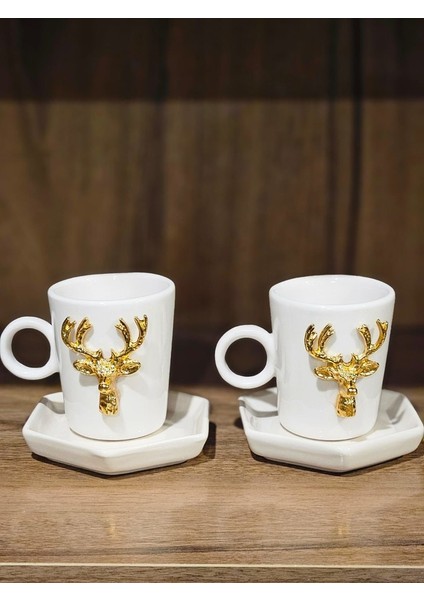 2\'li 4 Parça Geyik Fincan Seti