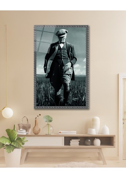 Gümüş Çerçeve Görünümlü Atatürk Cam Tablo fiyatları