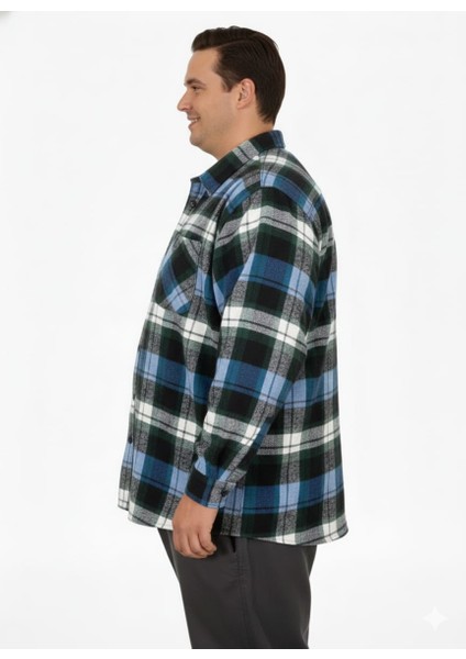 Büyük Beden Gömlek Tek Cep Oduncu 25394 Petrol-Yeşili modelleri