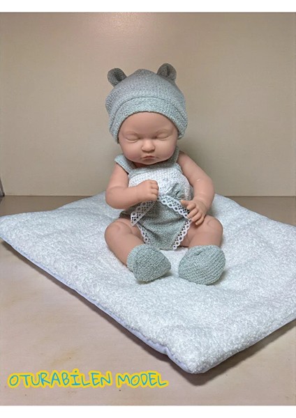 Peluş Battaniyeli Kıyafetli %100 Silikon Gerçek Yüzlü 30 cm Bebek Peluş Kıyafetli Gerçek Bebek