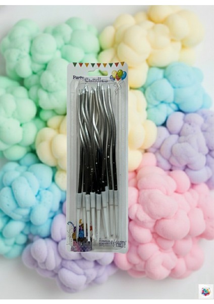 Dalgalı Mum Gümüş Siyah 12'li Paket 16 cm fiyatları