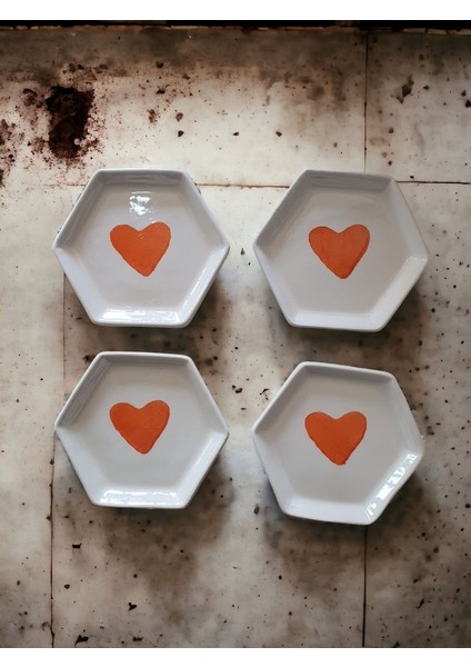4\'lü Altıgen Turuncu Kalpli Sosluk Lokumluk