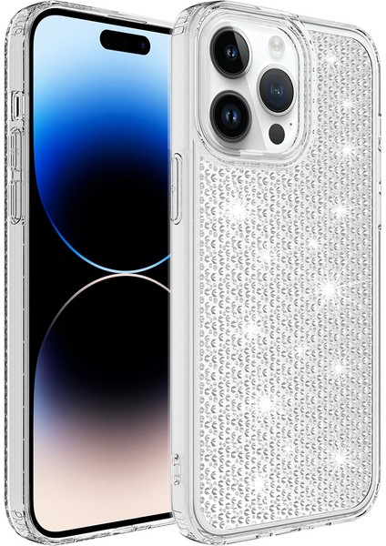 iPhone 14 Pro Max Uyumlu Airbagli Parlak Tasarımlı Vlmt Snow Kapak-Renksiz