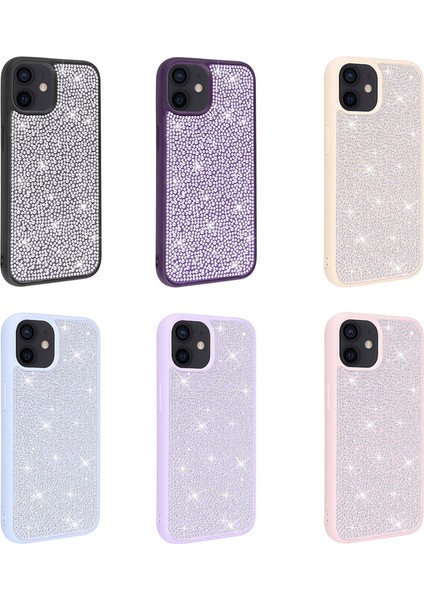 iPhone 12 Uyumlu Parlak Taşlı Tasarım Vlmt Ston Kapak-Mavi Açık fiyatları