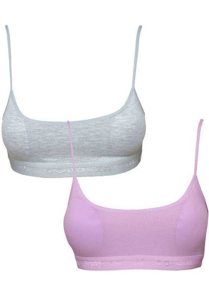 Pedli Ip Askılı Gri ve Pembe Büstiyer 2 Adet