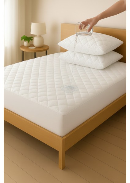 %100 Pamuk Kapitone Fitted Su Sıvı Geçirmez Yatak Koruyucu Alez + 2 Adet Yastık Koruyucu Set fiyatları