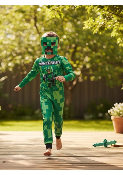 Minecraft Kostüm ve Başlığı - Yeşil