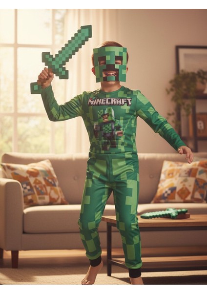 Minecraft Kostüm ve Başlığı - Yeşil fiyatları