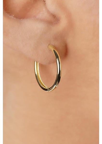 14 Ayar Altın Yuvarlak Halka Küpe