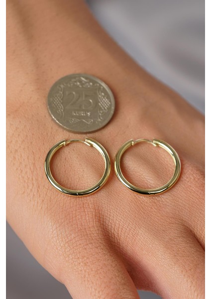 14 Ayar Altın Yuvarlak Halka Küpe indirimleri