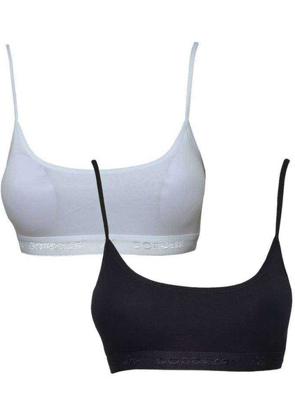 Pedli Ip Askılı Beyaz ve Siyah Büstiyer 2 Adet