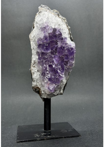 Brezilya Ametist Doğaltaş Siyah Demir Stantlı