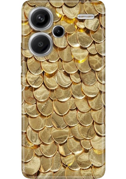 Xiaomi Redmi Note 13 Pro Plus 5g Kılıf Desenli Baskılı Tpu Rubber Kapak Gold Yaprak