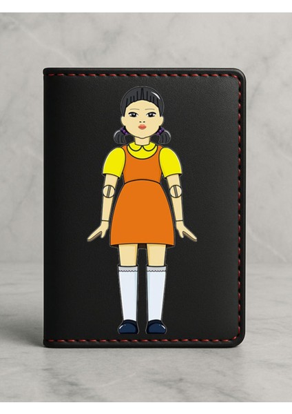 Ruhsat Koruyucu Baskılı Kart Bölmeli Siyah Vinlex Deri Ruhsat Kabı Kılıfı Squidd