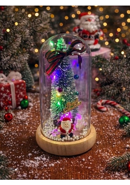 YILBAŞI 17 cm Işıklı Yılbaşı Ağaç Fanusu-Mini Yılbaşı Ağacı Işık Fanusu-Yılbaşı Hediyesi fiyatları