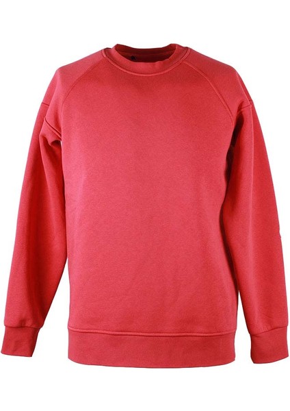 Sıfır Yaka Reglan Kol Kırmızı Erkek Sweatshirt 5420