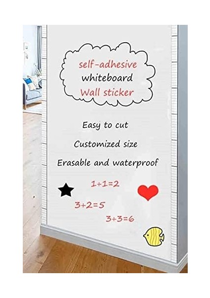 Yapışkanlı Beyaz Yazı Tahtası Board Ders Çalışma 45CMX200 cm 1430