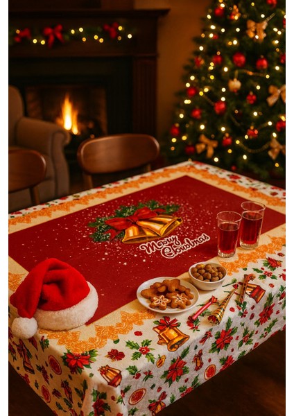 Yeniyıl Özel Tasarım Yılbaşı Temalı Leke Tutmaz Masa Örtüsü (150X220CM) fiyatları