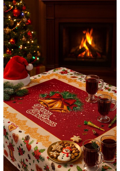 Yeniyıl Özel Tasarım Yılbaşı Temalı Leke Tutmaz Masa Örtüsü (150X220CM) modelleri
