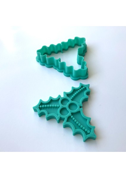 Yılbaşı Yaprağı ve Meyvesi Kurabiye Kalıbı ve Damga Seti | Noel Holly Figürü | Kış Temalı Parti | Şeker Hamuru, Kil Şekillendirici modelleri