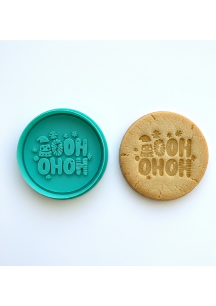 Oh Oh Oh Yazılı Kurabiye Damgası ve Kalıbı | Noel Baba Sesi Temalı | Yılbaşı, Kış Partisi | Şeker Hamuru, Kilşekillendirici