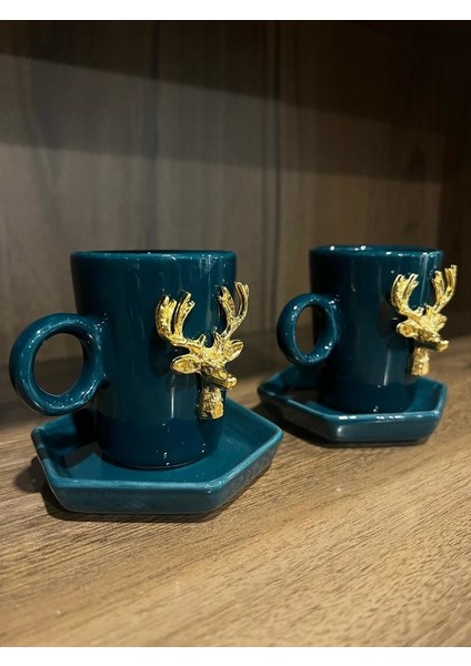 Oxford Yeşil 2\'li 4 Parça Geyik Fincan Seti fırsatları