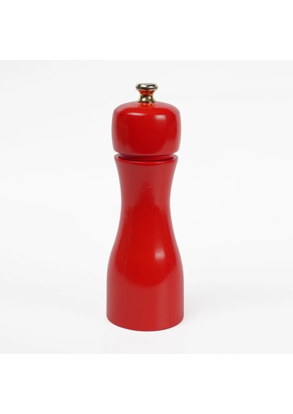 Kırmızı Ahşap Tuz ve Karabiber El Değirmeni Öğütücü Grinder 1 Adet 15 cm
