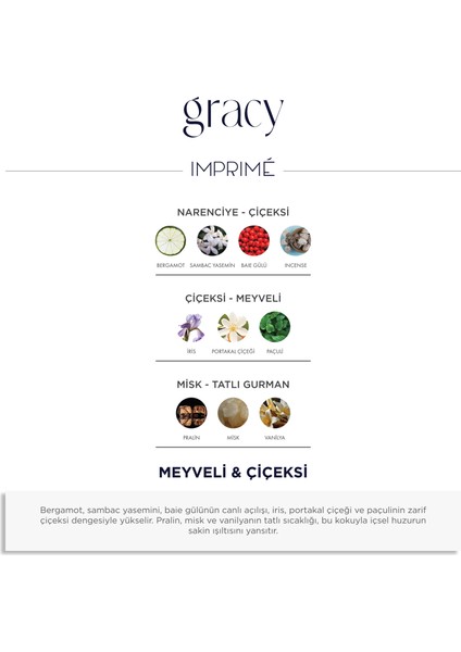 Gracy Edp Kadın Parfüm 50ML | Meyveli & Çiçeksi | Bergamot, Iris, Portakal Çiçeği, Pralin, Vanilya fırsatları