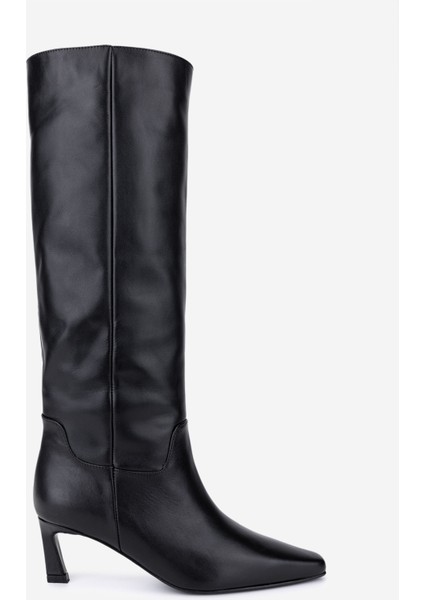 Kadın Hakiki Deri Siyah Topuklu Çizme 594 5840 Bn Czm SK25-26 Sıyah Dr