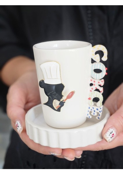 El Yapımı Isimli Aşçı Figürlü Fincan fiyatları