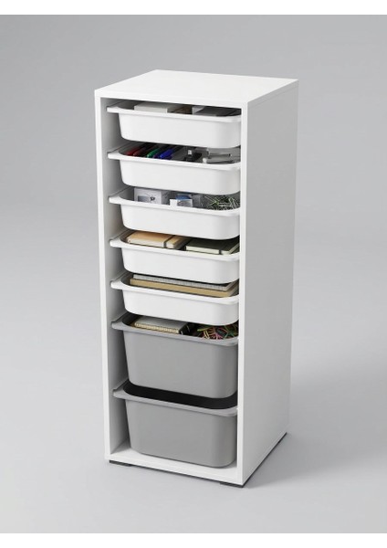 Zola 7 Sepetli Çok Amaçlı Ofis Dolabı Gri-Beyaz modelleri