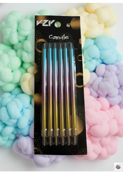 Degrade Renkli Estetik Mumlar 6’lı Paket – 15 cm Doğum Günü ve Parti Mumları fiyatları