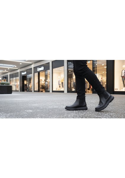 GR0460 Hakiki Deri Hafif Topuklu Kalın Tabanlı Su ve Soğuk Geçirmez Chelsea Spor Klasik Bot modelleri