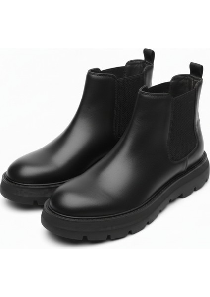 GR0460 Hakiki Deri Hafif Topuklu Kalın Tabanlı Su ve Soğuk Geçirmez Chelsea Spor Klasik Bot