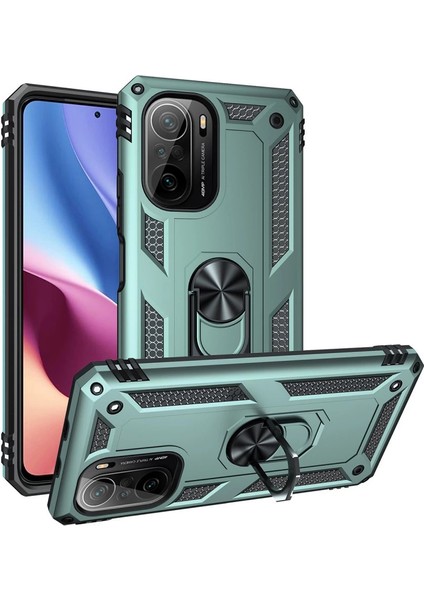 Xiaomi Poco F3 Kılıf Sofya Yüzüklü Silikon Kapak - Yeşil fiyatları