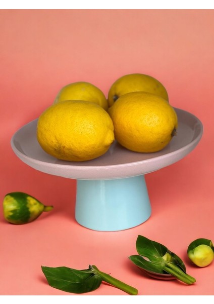 Rengarenk Soft Lila Turkuaz Ayaklı Meyvelik Sunum Kasesi Kek Standı