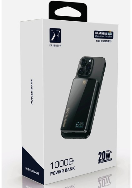 PW598 10.000 Mah Dijital Göstergeli 20W Type-C ve 15W Kablosuz Şarj Pd Hızlı Şarj Magsafe Powerbank - Siyah fiyatları