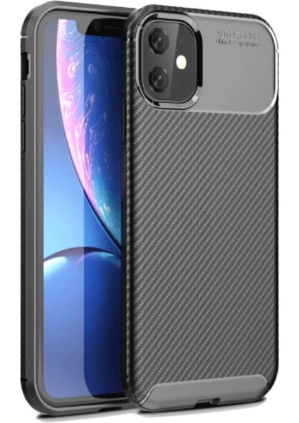Iphone 11 Kılıf Auto Focus Karbon Kapak - Siyah