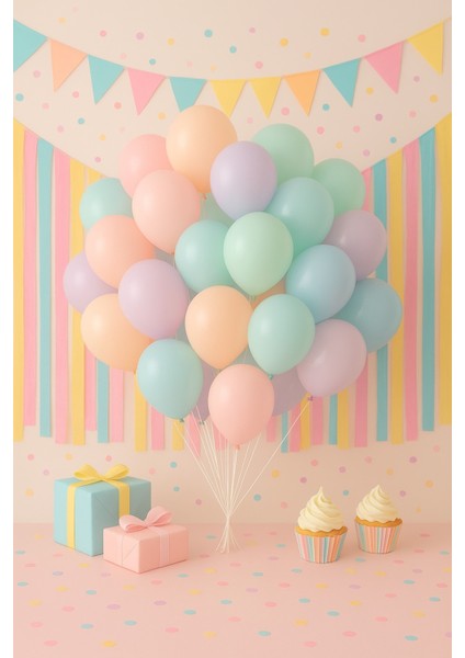 Karışık Makaron Balon Renk Soft Pastel Balon 25 Adet