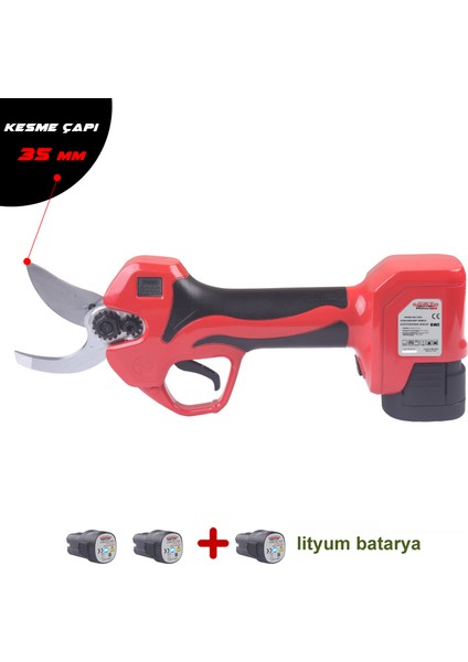 Samsung Power Akülü Budama Makası 35 mm 2+1 Bataryalı 2.6 Ah