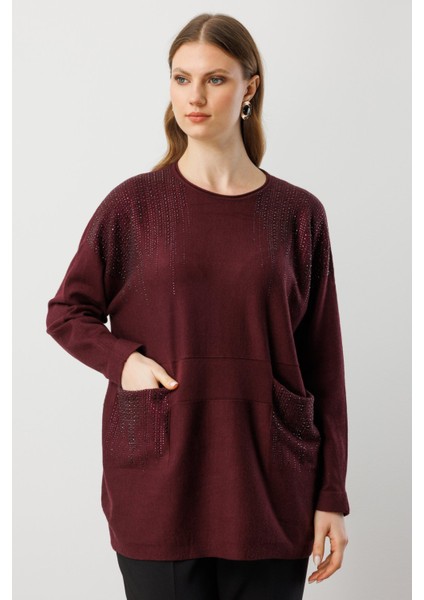 Taş Işlemeli Torba Cepli Kazak 60304-26K modelleri