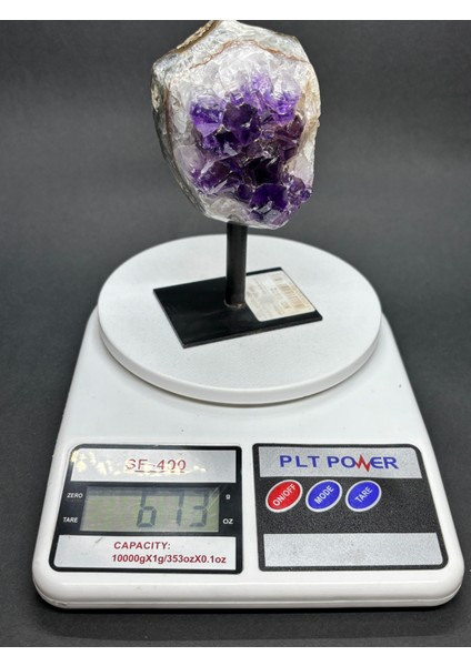 Brezilya Ametist Doğaltaş Siyah Demir Stantlı