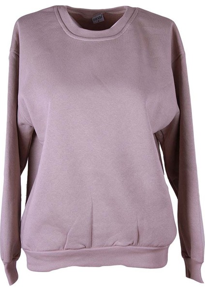 3 Ip Şardonlu O Yaka Vizon Kadın Sweatshirt 26KDT1000008